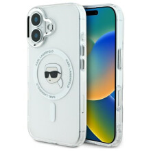 Ovitek Karl Lagerfeld MagSafe Karl Head za iPhone 16 v beli barvi