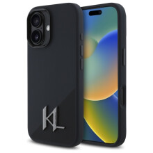 Silikonski ovitek Karl Lagerfeld MagSafe za iPhone 16 črne barve