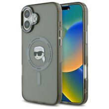 Ovitek Karl Lagerfeld MagSafe za iPhone 16 Plus, črne barve