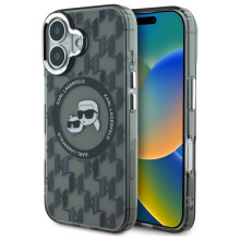 Ovitek Karl Lagerfeld MagSafe Monogram za iPhone 16 črne barve