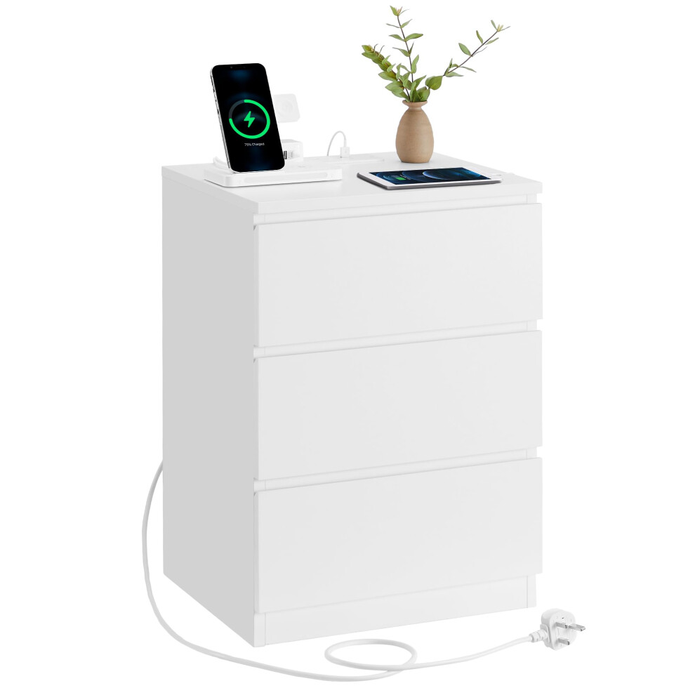 Vasagle Kailyn Collection Bedside Table With Power Strip Side End Table Wi