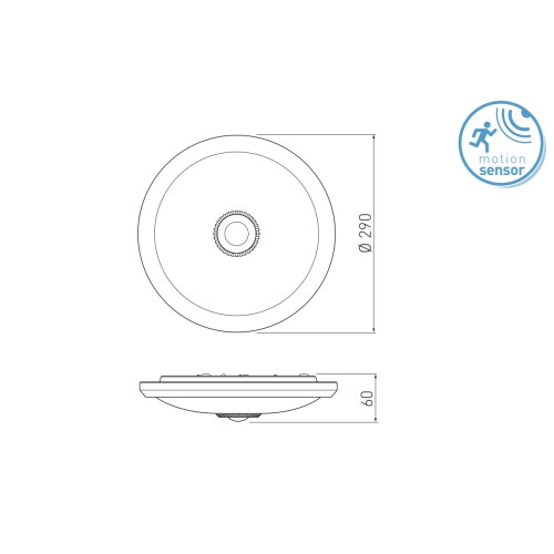 GTV Ceiling LED with Motion Sensor 16W Italia 4000K 1