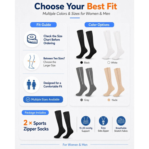 (Classic-2pcsj, XX-Large) Chaussettes compression, sport 2