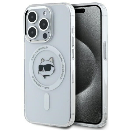 Ovitek Karl Lagerfeld MagSafe za iPhone 15 Pro Max, bel