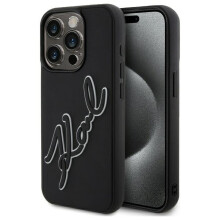 Ovitek Karl Lagerfeld 3D Rubber Signature za iPhone 15 Pro, črn