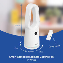 Russell Hobbs Smart Bladeless Cooling Fan in White 9 Speed Settings 3 Modes