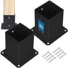 Base per palo in legno avvitata al cemento, acciaio nero 100x100 mm, 2 pezzi