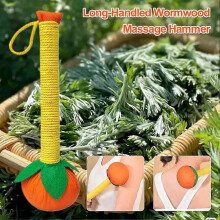 (27cm) Long-Handled Wormwood Massage Hammer For Lymphatic Drainage Manual Full Body