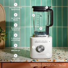 KitchenAid Pure Power Blender 1200W 21L Porcelain White