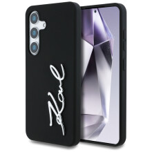 Ovitek za Samsung Galaxy S25 s kovinskim logotipom Karl Lagerfeld, črn