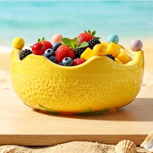(1PC*Yellow, -) Sinaasappel Keramische Fruitschaal - 1 Stuk, 6 Vorken