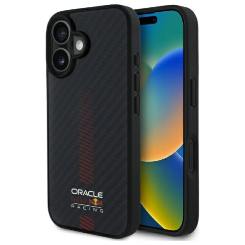 Red Bull iPhone 16 Plus Red Bull MagSafe Kulfiber Etui Sort