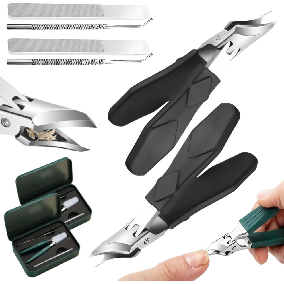 Oimg (2Pcs Black, -) Eagle Beak Beveled Nail Clippers, Green 1Pc Ingrown Toenail