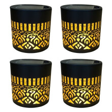 4PCS Decorative Solar Outdoor Solar Mandala Lights Deck Step Wall Lights LED Fence Light for Garden Patio Backyard