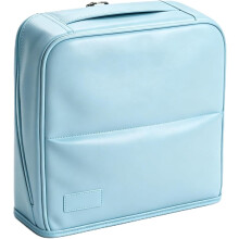 (1 PC Blue, M) Partitioned Cosmetic Bag, Waterproof Standup Makeup Organizer L