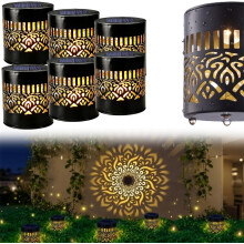 (6PCS, -) 6PCS Solar Mandala Lights Outdoor, Waterproof Fence Decor