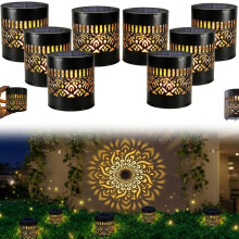 (8PCS, -) 6PCS Solar Mandala Lights Outdoor, Waterproof Fence Decor