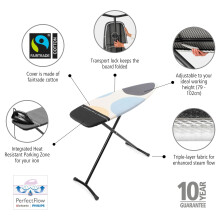 Brabantia Ironing Board D Integrated Steam Iron Rest Adjustable Height w