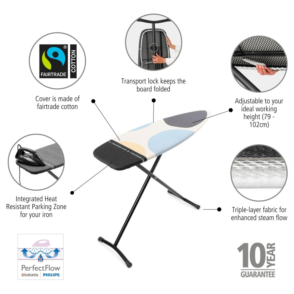 Brabantia Ironing Board D Integrated Steam Iron Rest Adjustable Height W