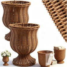 (2pcs, -) Goblet Urn Shape Wicker Planter, Rattan Woven Plant Basket 1PC
