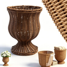 (1pc, -) Goblet Urn Shape Wicker Planter, Rattan Woven Plant Basket 1PC