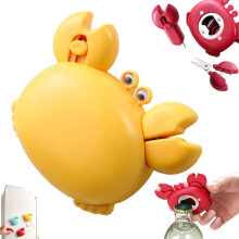 (1PC Yellow, -) 3dílný multifunkční otvírák na lahve s motivem kraba, magnetický, 4 v 1, smíšený