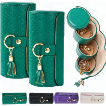(2pcs-green, -) 2025 Reise Schmucktasche, Grün, 2 Stück, Drei Schichten, Elegant, Organizer, Halsketten, Armbänder, Ohrringe, Klein, Box