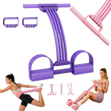 (1 PC Purple, -) Odporový pás 3 v 1 na pedál, 8 trubic na cvičení celého těla