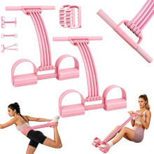 (2 PCS Pink, -) Odporový pás 3 v 1 na pedál, 8 trubic na cvičení celého těla