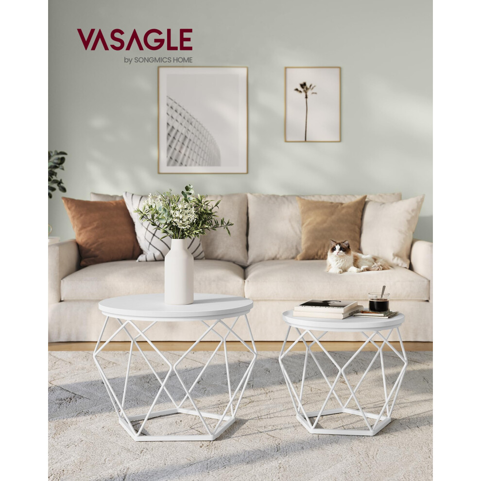 Vasagle Round Coffee Table Set Of 2 Side Table Sofa End Table Modern Style