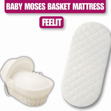 FEELIT Baby Moses Basket Mattress 65 x 28 x 4 cm - Extra Thick Foam, Breathable Quilted Cover, Soft Cushioned Oval Baby Mattress, Lightweight UK Size