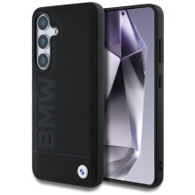 Étui en cuir noir BMW pour Samsung Galaxy S25 Plus