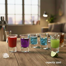 Premier Housewares Sleek Set of 6 Clear Shot Glasses 35ml  Reusable Clear S