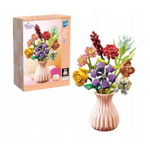 Kreatives Baustein-Blumenstrauß-Set Zuanma 109-8 + Vase