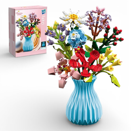 Ensemble créatif de construction de bouquet de fleurs Zuanma 109-4 + VASE