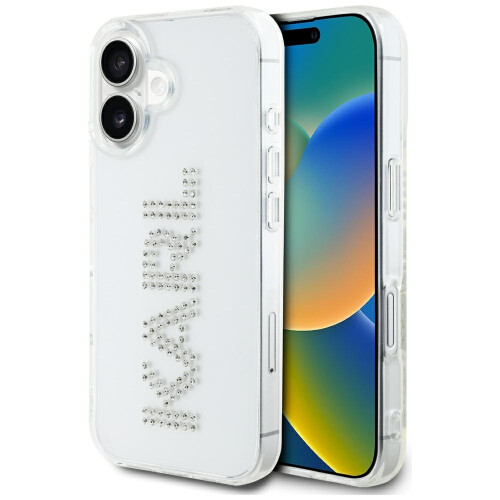 Cover trasparente per iPhone 16 con strass di Karl Lagerfeld