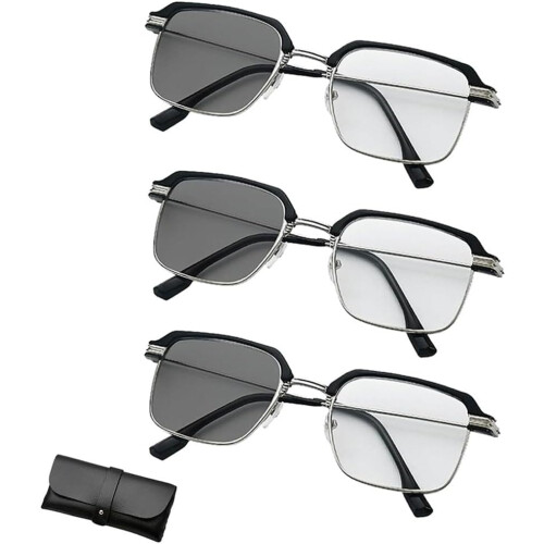 (Silver 3pcs, -) Slimme Zoom Leesbril - Progressief, Multifocus