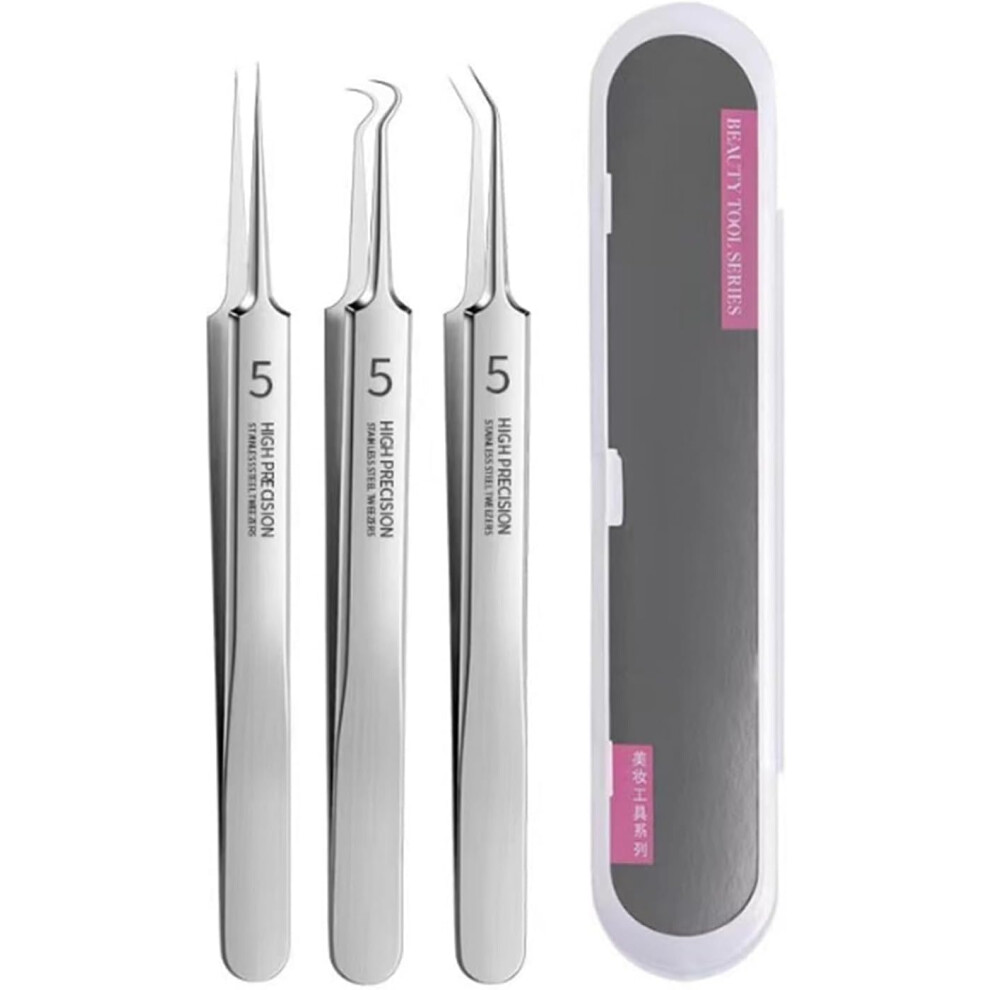 Oimg (3Pcs, -) 5Pcs Professional Beauty Salon Tweezers, Precision Slant & Pointed