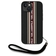 Custodia per iPhone 15 Karl Lagerfeld in Saffiano, nera e rossa