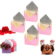 (I#, 8PC) 8PC Valentine Envelope Gift Boxes, Romantic Flower Holder H#