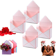 (D#, 8PC) 8PC Valentine Envelope Gift Boxes, Romantic Flower Holder H#