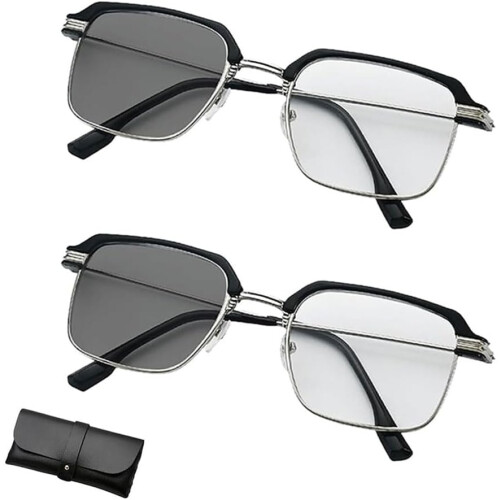 (Silver 2pcs, -) Slimme Zoom Leesbril - Progressief, Multifocus