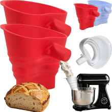 (2pcs-Red, -) Silikonový trychtýř na mouku do kuchyňského robotu KitchenAid, 2 ks - bílý