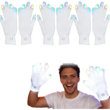 (3pcs-white, -) 3 kpl Gloving Light -käsineitä, dynaamiset 7-väriset juhlakäsineet sormenpäillä
