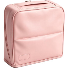 (1 PC Pink, M) Partitioned Cosmetic Bag, Waterproof Standup Makeup Organizer L