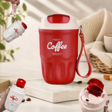 (1PC Red, -) C, 12oz, Isoliert, Edelstahl, Griff, Deckel, Reise, Heiß, Kalt, Becher, Thermal, Mug