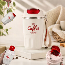(1PC White, -) C, 12oz, Isoliert, Edelstahl, Griff, Deckel, Reise, Heiß, Kalt, Becher, Thermal, Mug