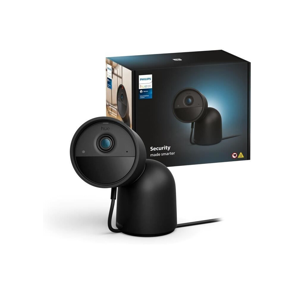 Schwarz Philips Hue Secure Wired Camera With Desk Stand - Hd 1080P - Indoor Or Outdoor - Black - Bild 9