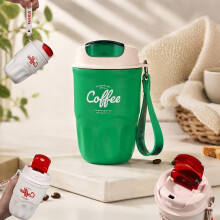 (1PC Green, -) C, 12oz, Isoliert, Edelstahl, Griff, Deckel, Reise, Heiß, Kalt, Becher, Thermal, Mug