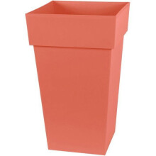 Quadratischer hoher Blumentopf - Toskana - EDA - 39 x 39 x H. 65 cm - Innen / Außen - 62 L - Orange Erdbraun